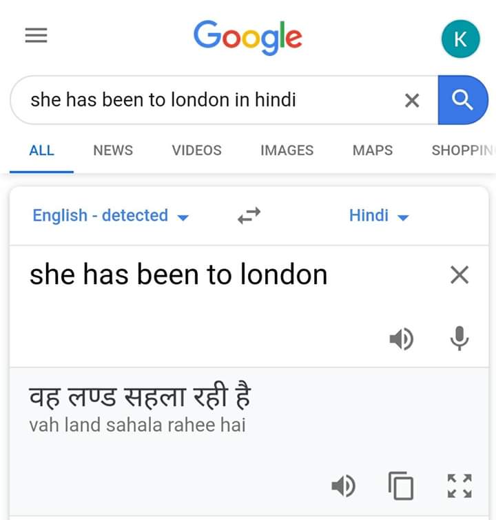 She has been to london Google Translate